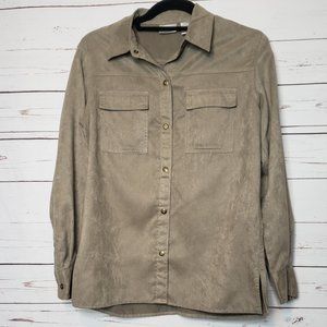 Chico's Faux Suede Snap Front Shirt